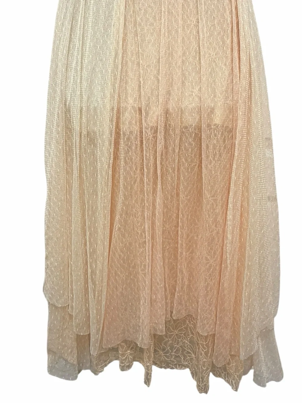 Free People XS Y2K Boho Layered Lace Mesh Handkerchief Midi Skirt